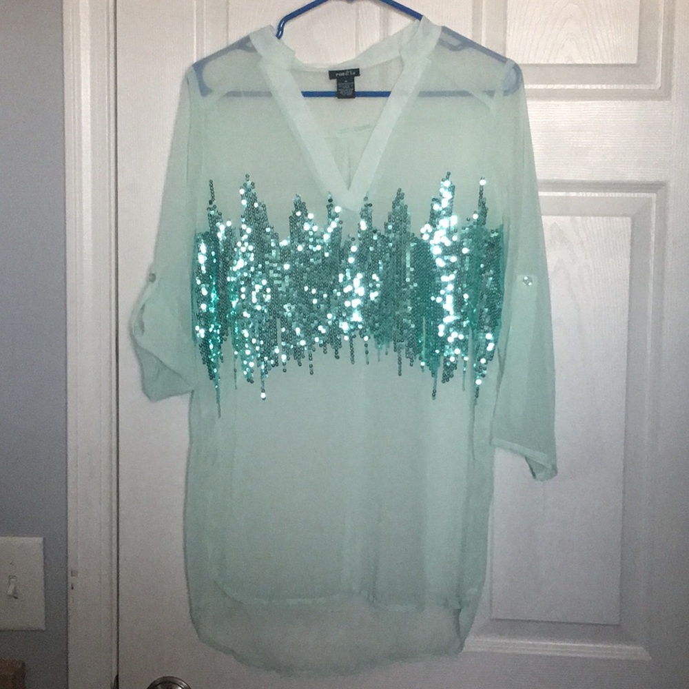 Sheer long top from Rue 21 ~ Size Medium ~ Aqua